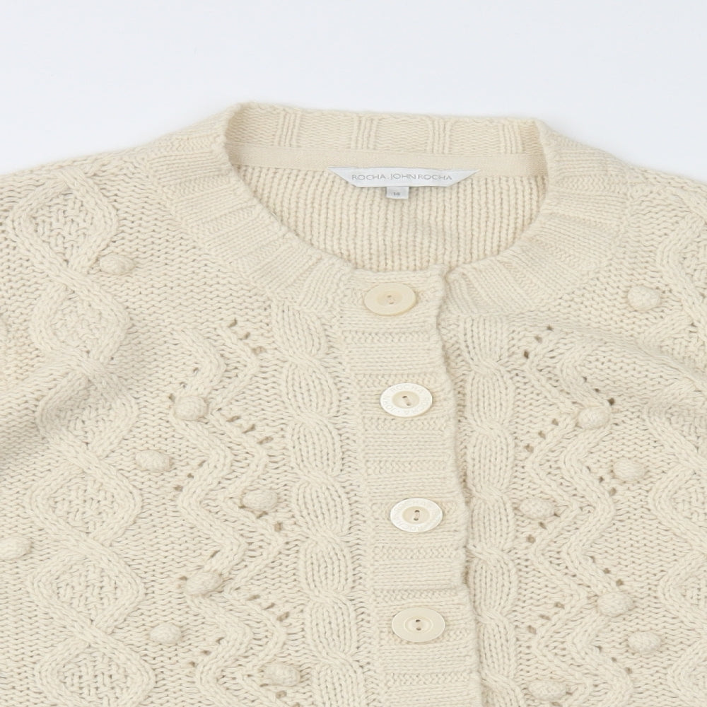 John Rocha Womens Ivory Round Neck Acrylic Pullover Jumper Size 14