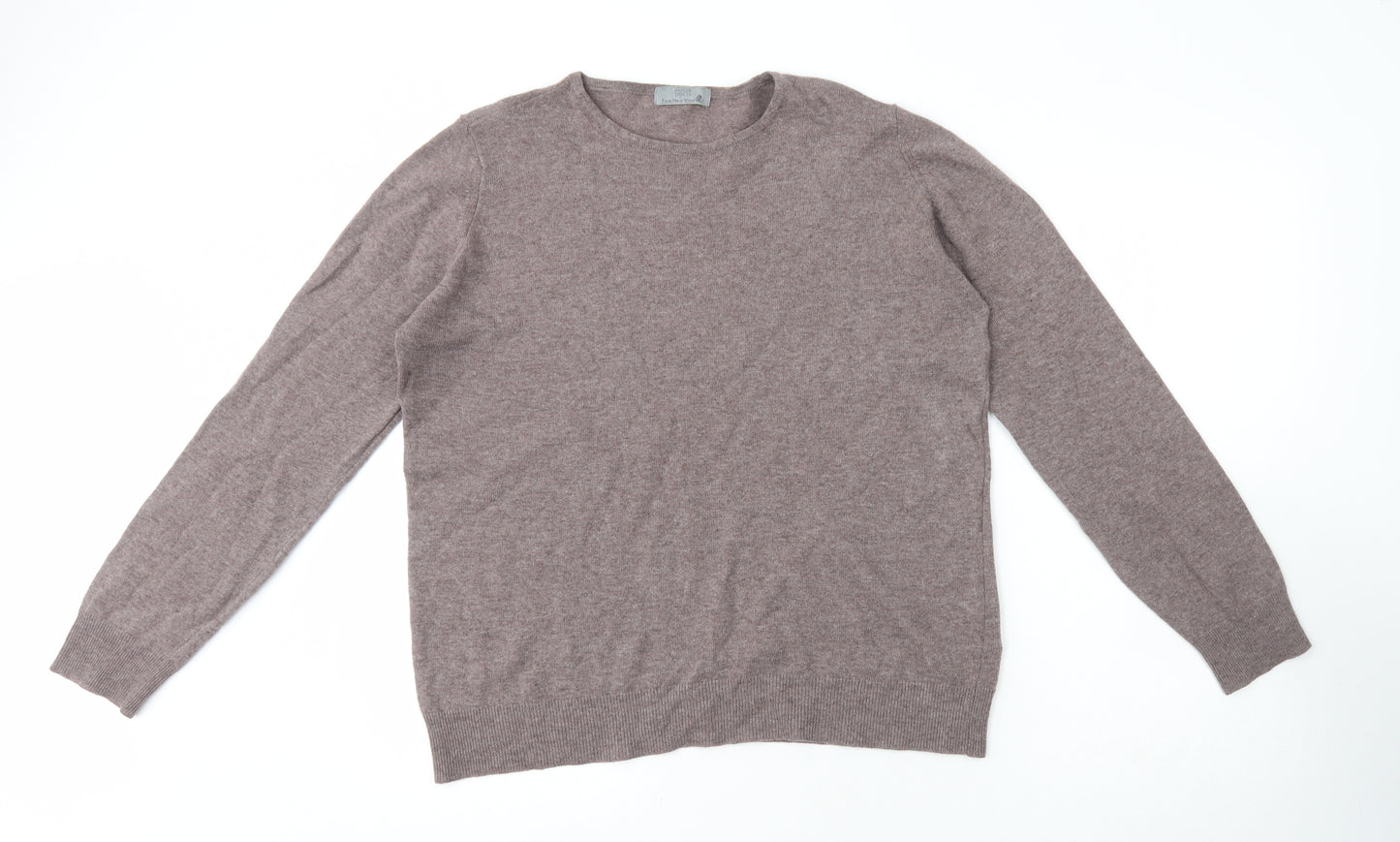 Marks and Spencer Womens Brown Round Neck Wool Pullover Jumper Size 16