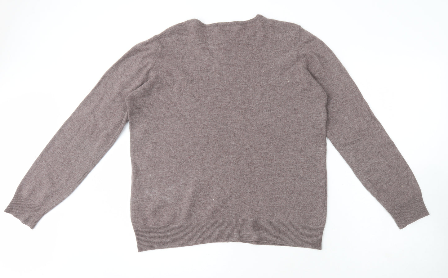 Marks and Spencer Womens Brown Round Neck Wool Pullover Jumper Size 16