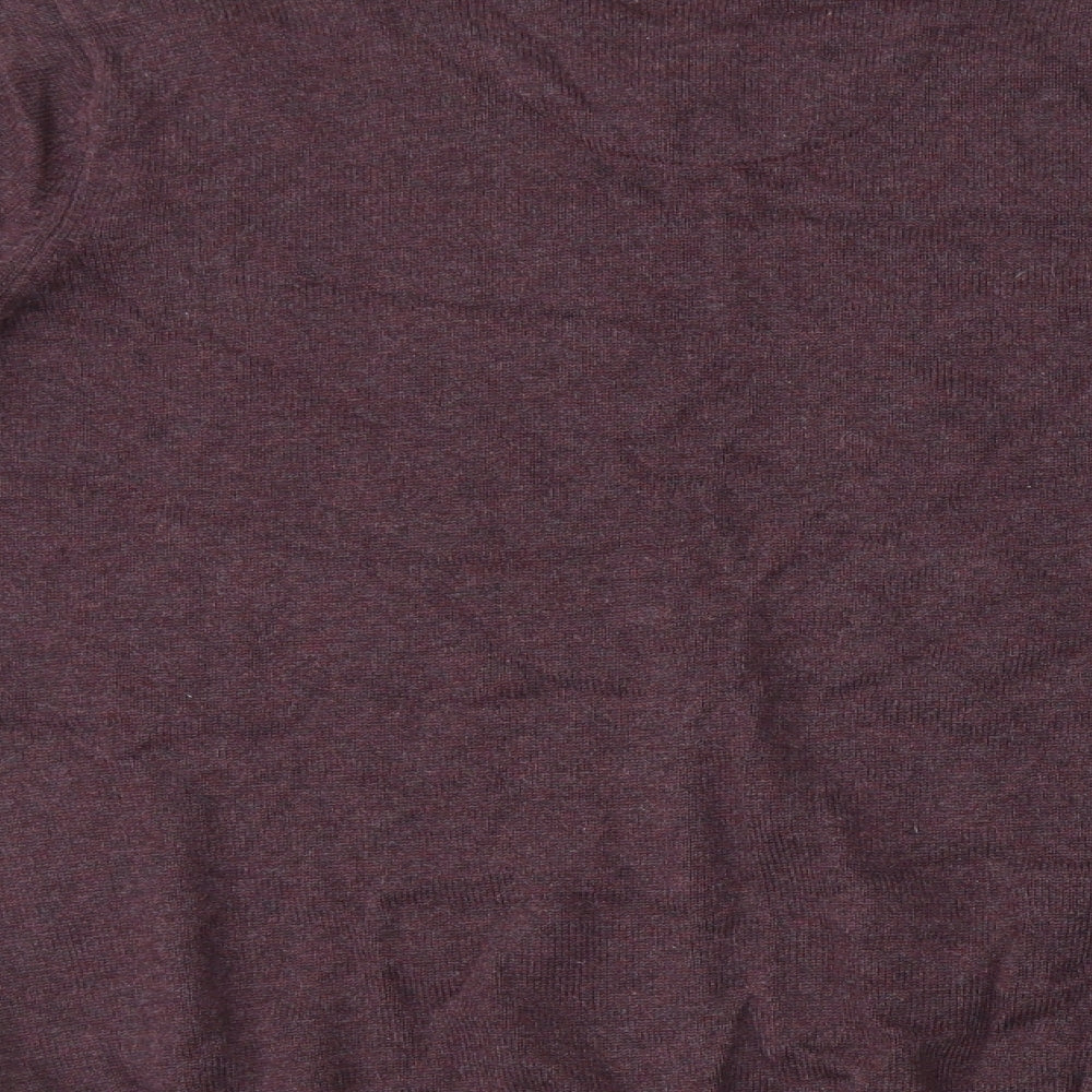 Marks and Spencer Mens Purple V-Neck Cotton Pullover Jumper Size M