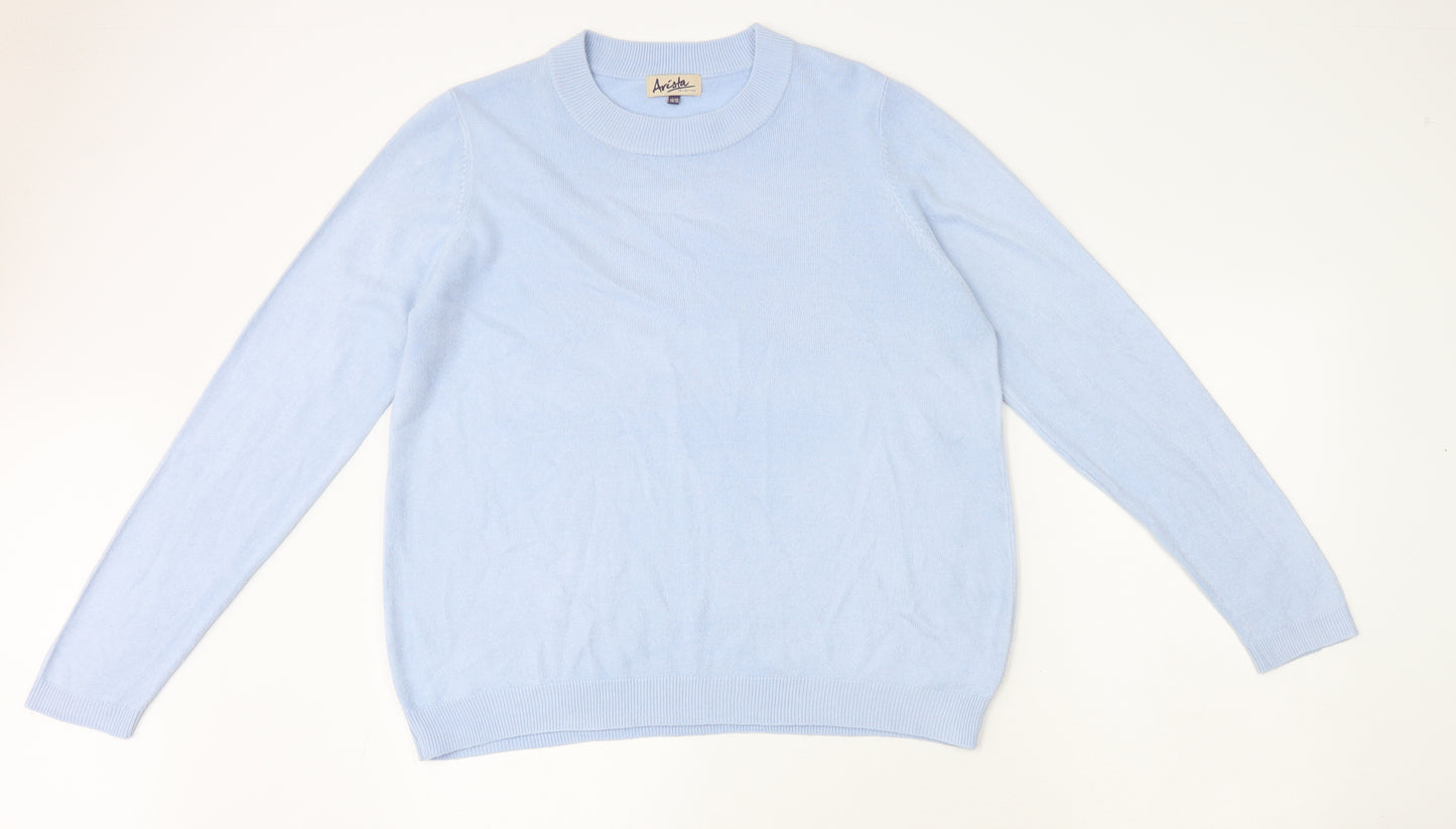 Arista Womens Blue Round Neck Acrylic Pullover Jumper Size 14
