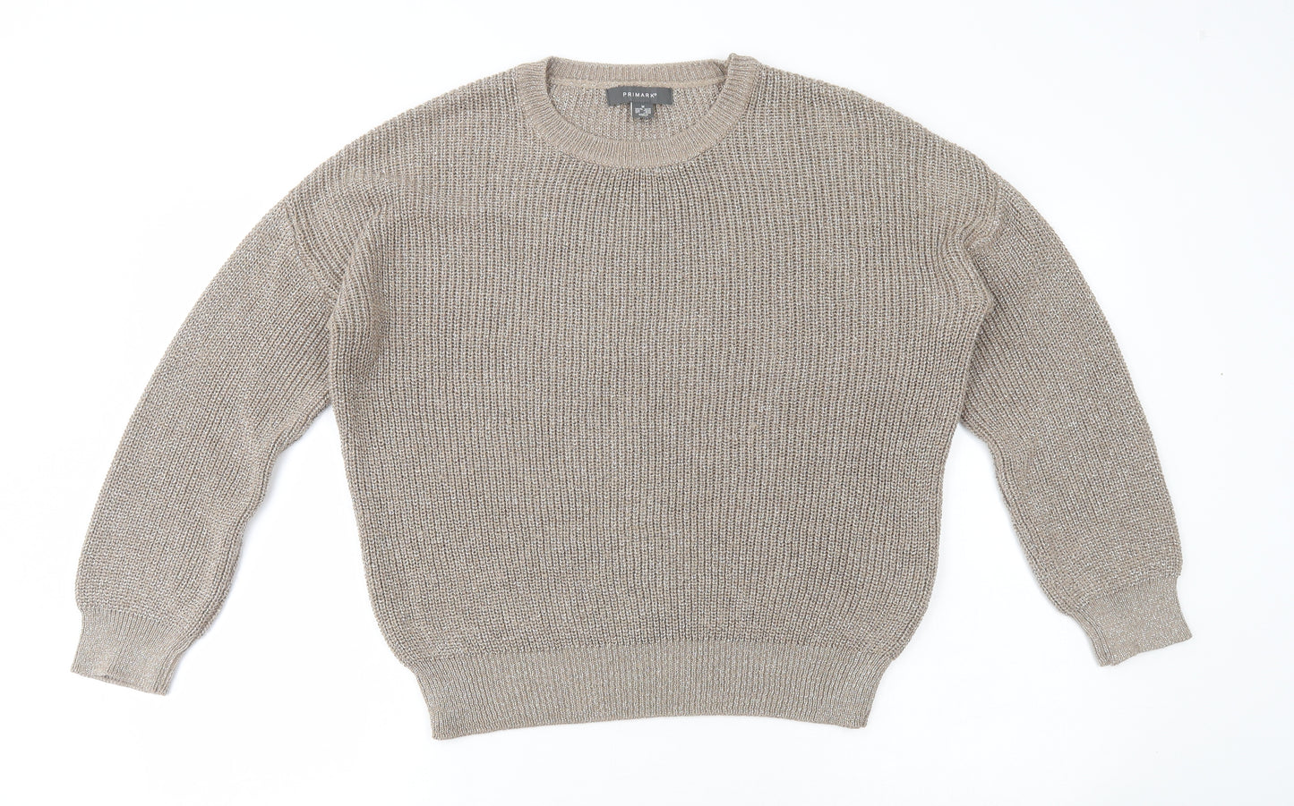 Primark Womens Gold Round Neck Acrylic Pullover Jumper Size 12 - Glitter