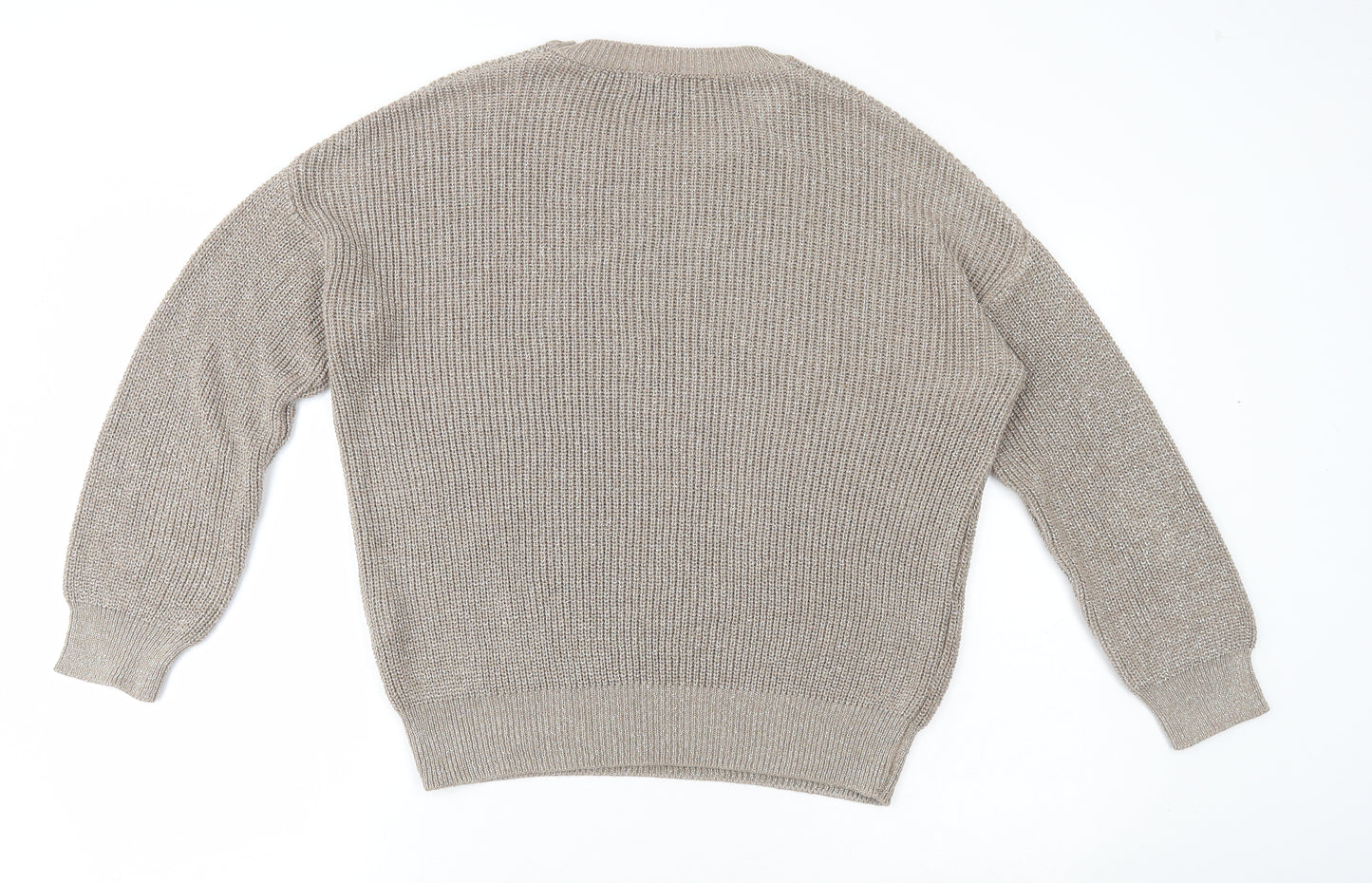 Primark Womens Gold Round Neck Acrylic Pullover Jumper Size 12 - Glitter