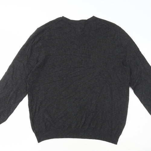 Debenhams Mens Grey V-Neck Viscose Pullover Jumper Size L