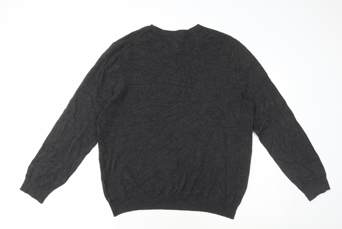 Debenhams Mens Grey V-Neck Viscose Pullover Jumper Size L