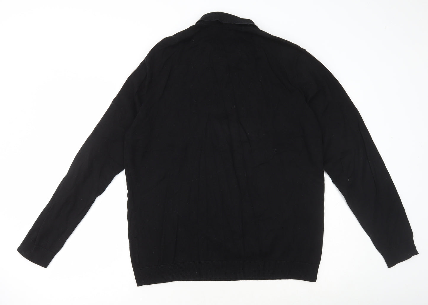 NEXT Mens Black Collared Cotton Pullover Jumper Size L