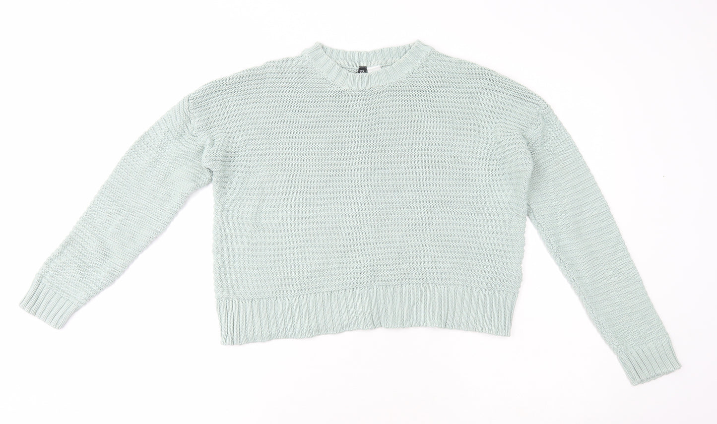 Divided by H&M Womens Green Boat Neck Cotton Pullover Jumper Size S