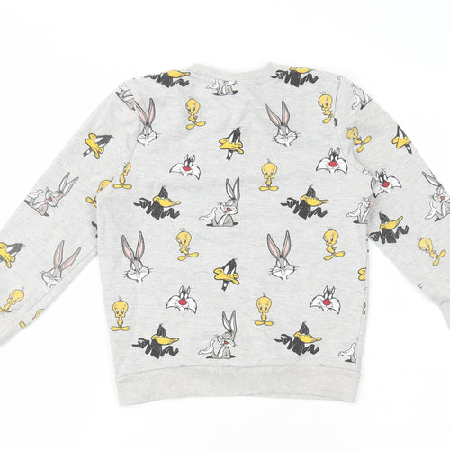 George Boys Grey Round Neck Geometric Cotton Pullover Jumper Size 5-6 Years