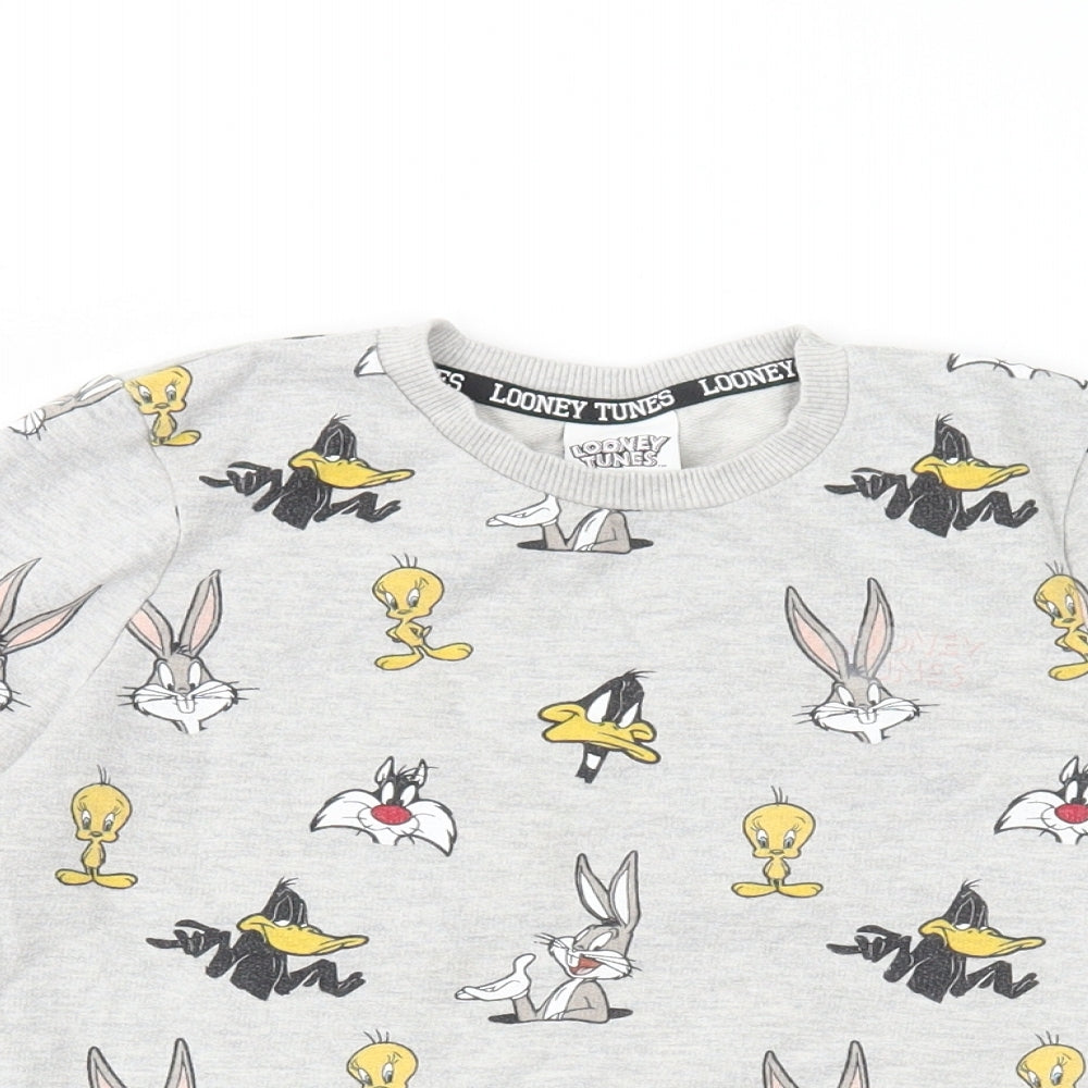 George Boys Grey Round Neck Geometric Cotton Pullover Jumper Size 5-6 Years