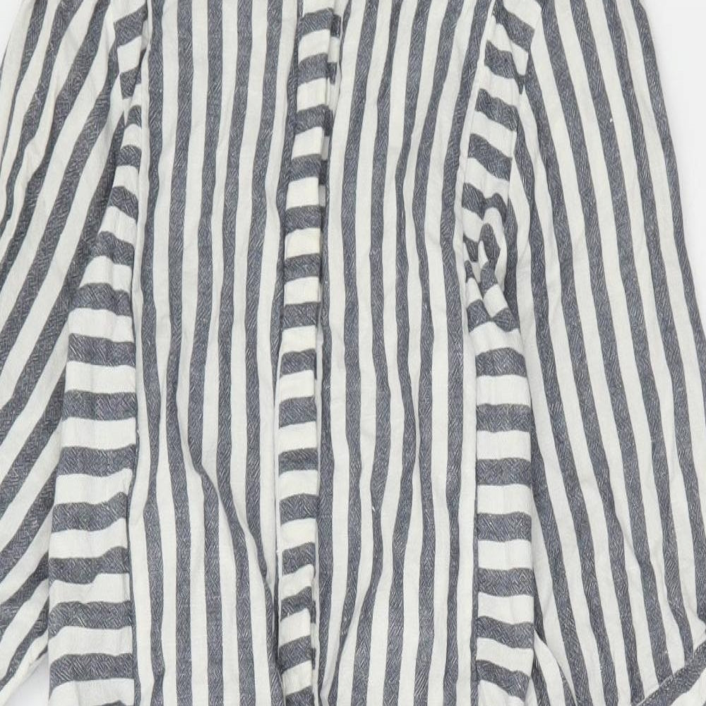 Tigerlily Womens White Striped Linen Shirt Dress Size 8 Collared
