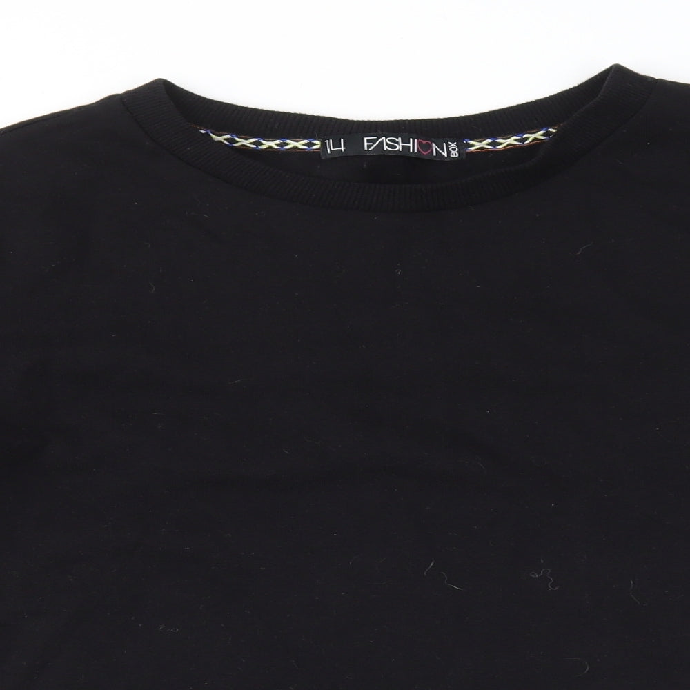 Fashion Box Womens Black Cotton Pullover Sweatshirt Size 14