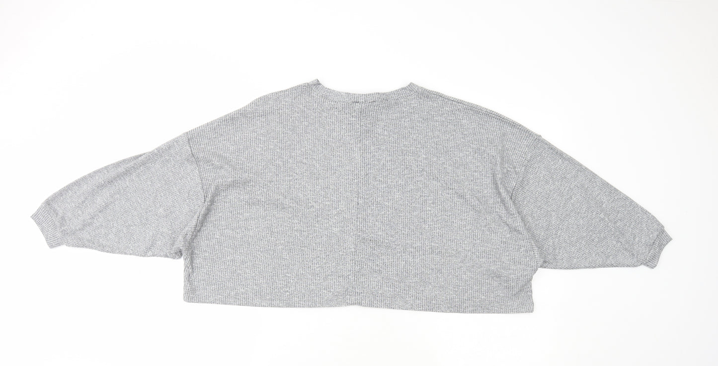 ASOS Womens Grey Viscose Cropped T-Shirt Size 8 Round Neck