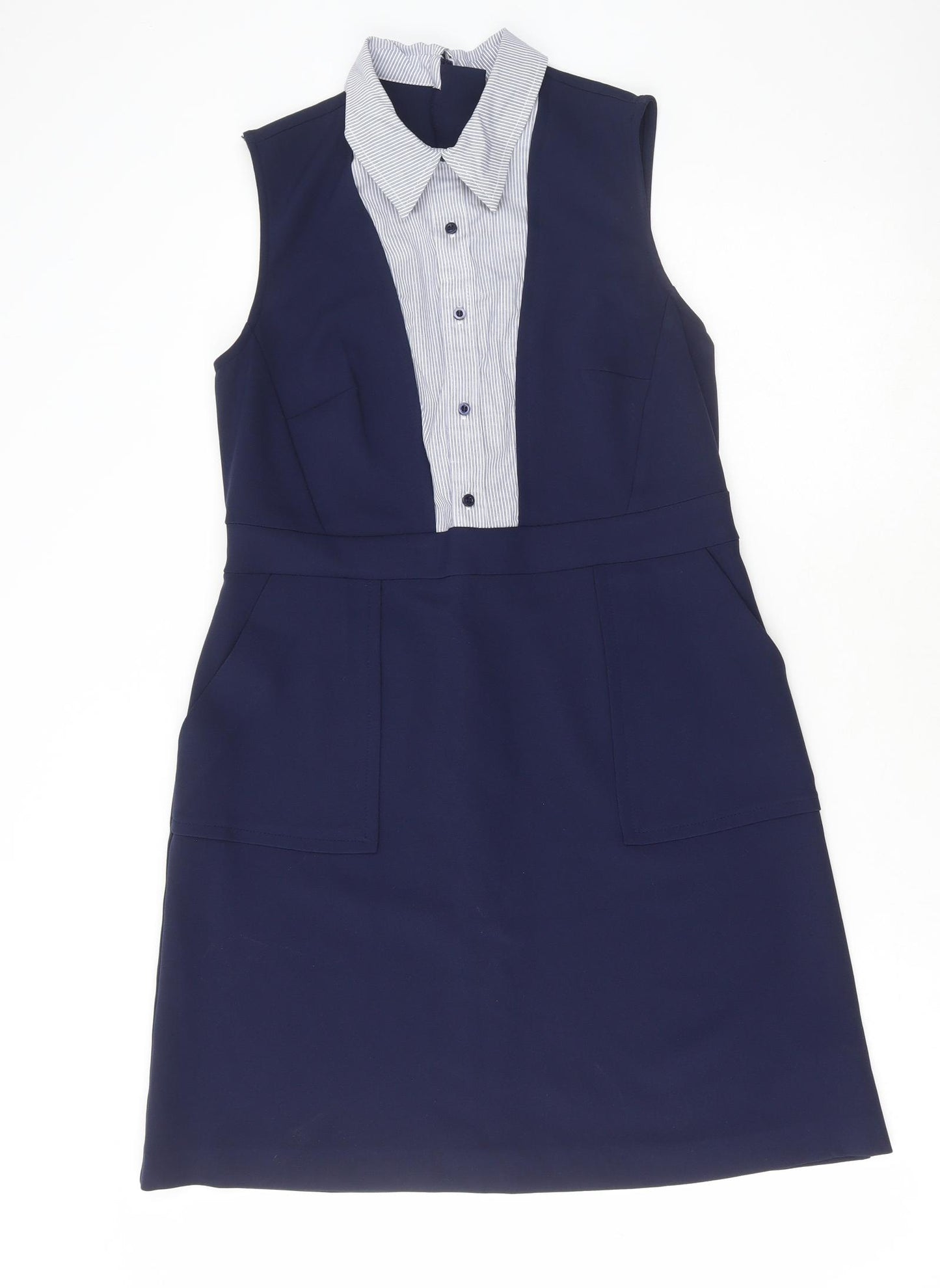 TU Womens Blue Polyester Pencil Dress Size 12 Collared