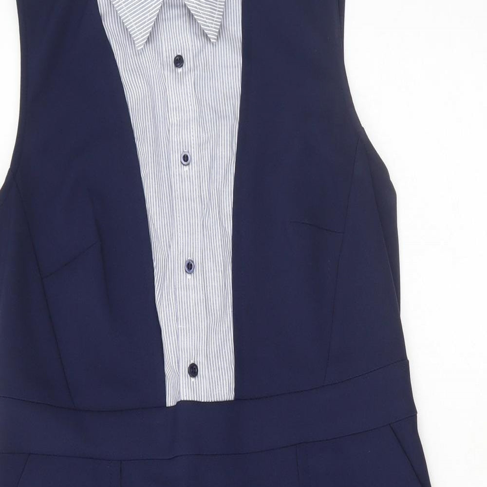 TU Womens Blue Polyester Pencil Dress Size 12 Collared