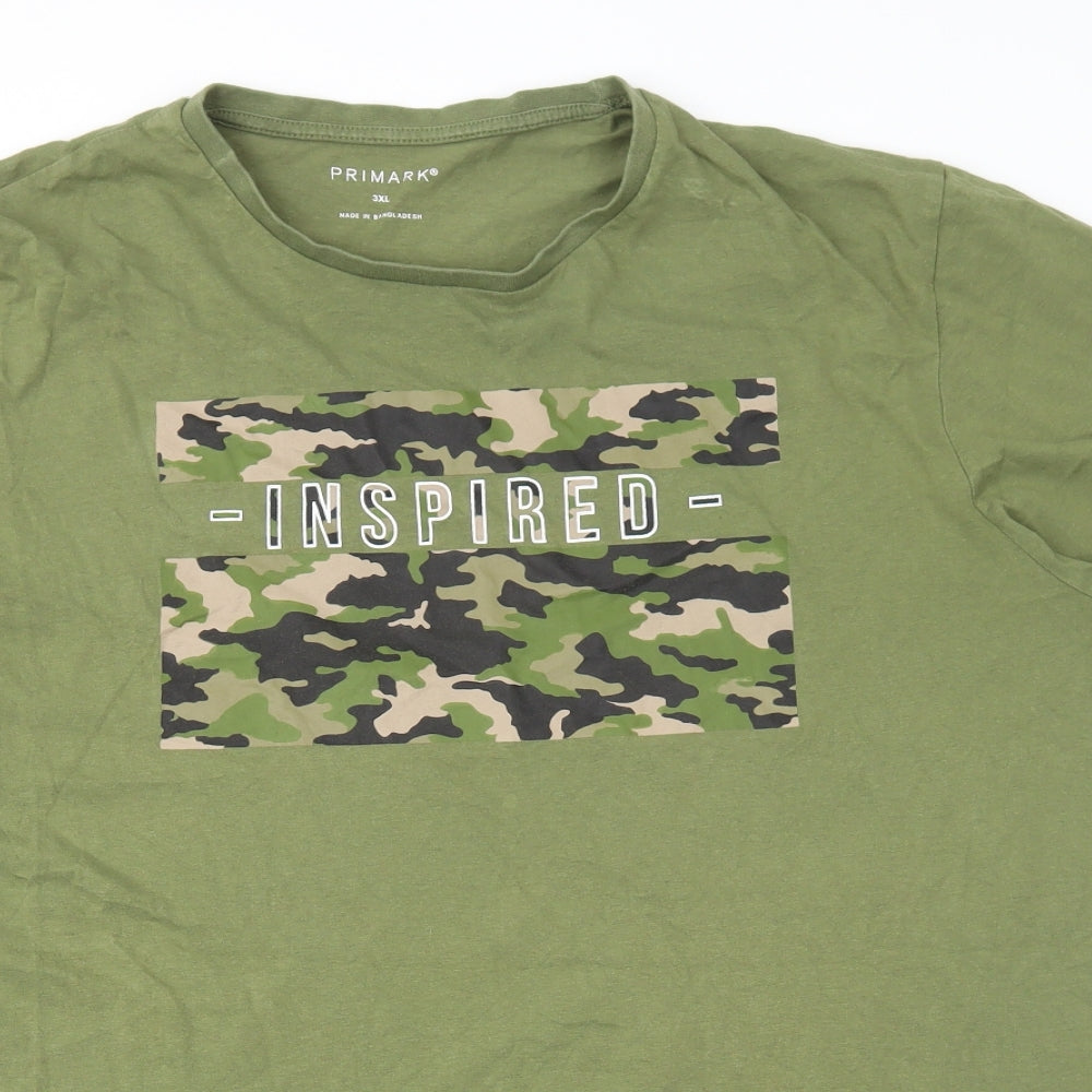 Primark Mens Green Cotton T-Shirt Size Big 3X Round Neck