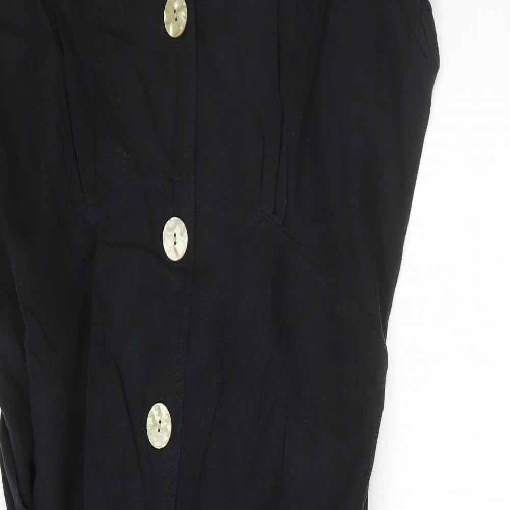 NEXT Womens Black Lyocell Shirt Dress Size 16 V-Neck