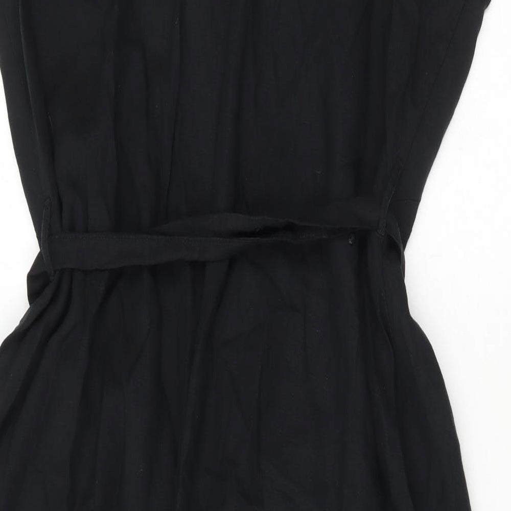 NEXT Womens Black Lyocell Shirt Dress Size 16 V-Neck