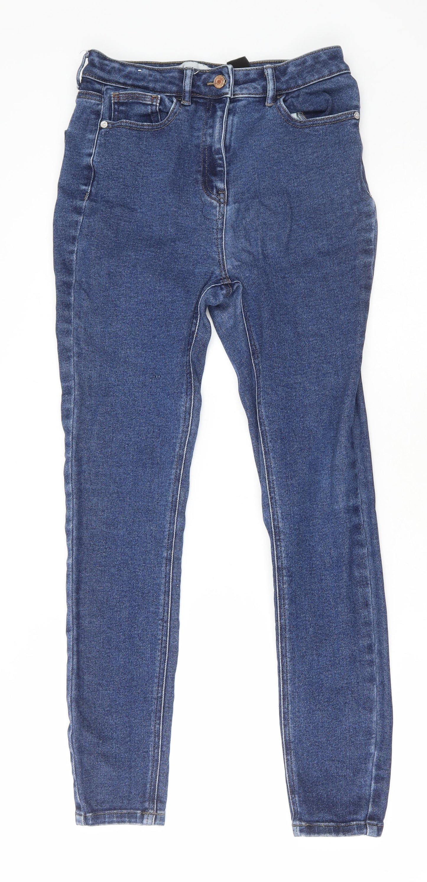 NEXT Womens Blue Cotton Skinny Jeans Size 10 L28 in Regular