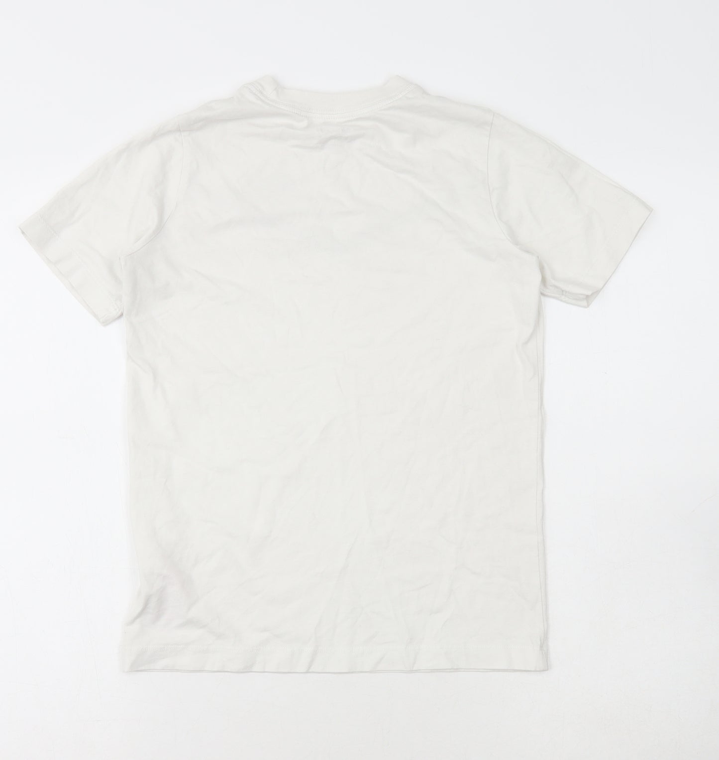 Nike Boys White Cotton Basic T-Shirt Size L Round Neck - Logo