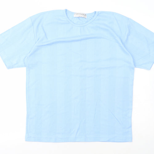 Paramount Womens Blue Cotton Basic T-Shirt One Size Round Neck