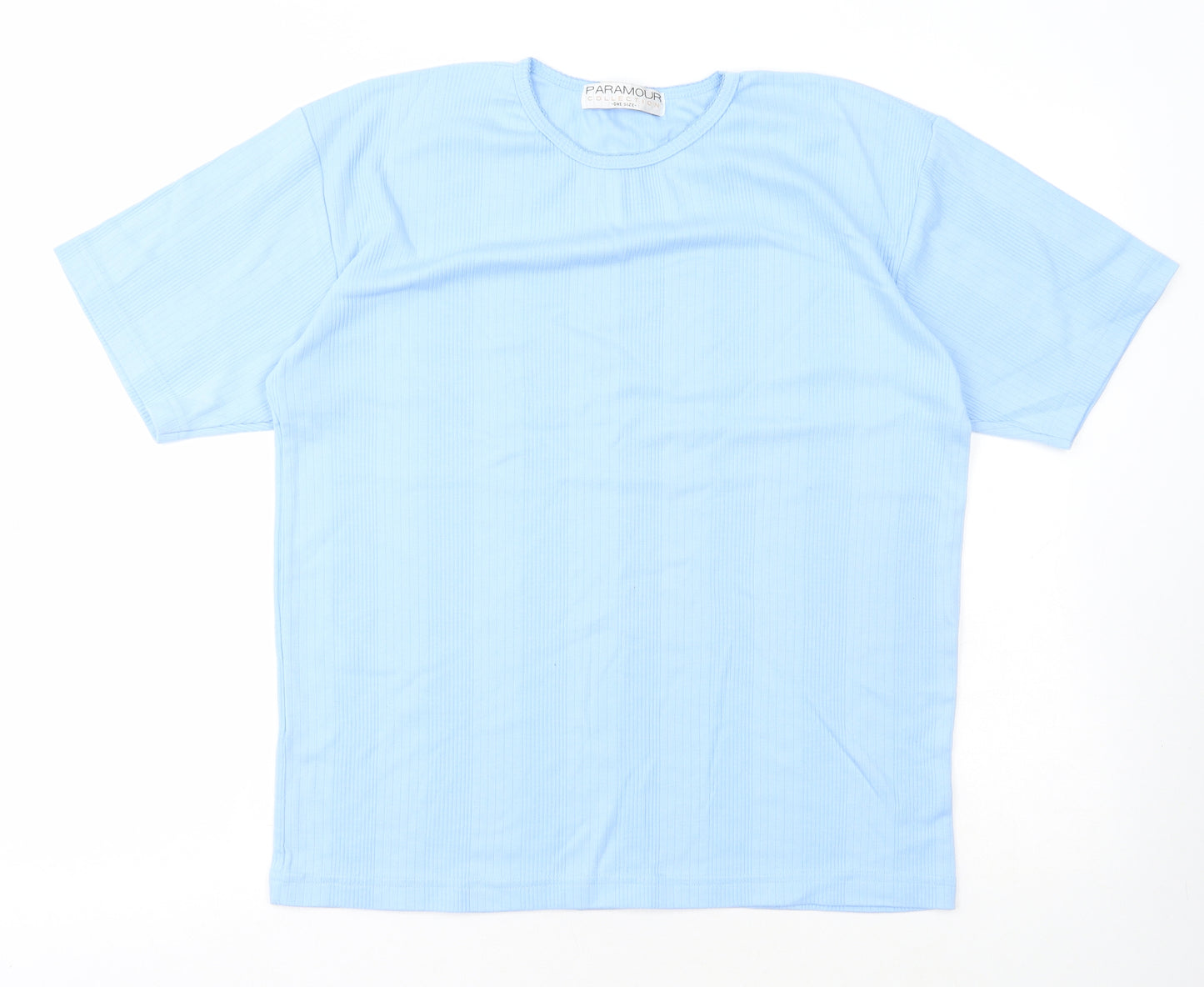 Paramount Womens Blue Cotton Basic T-Shirt One Size Round Neck
