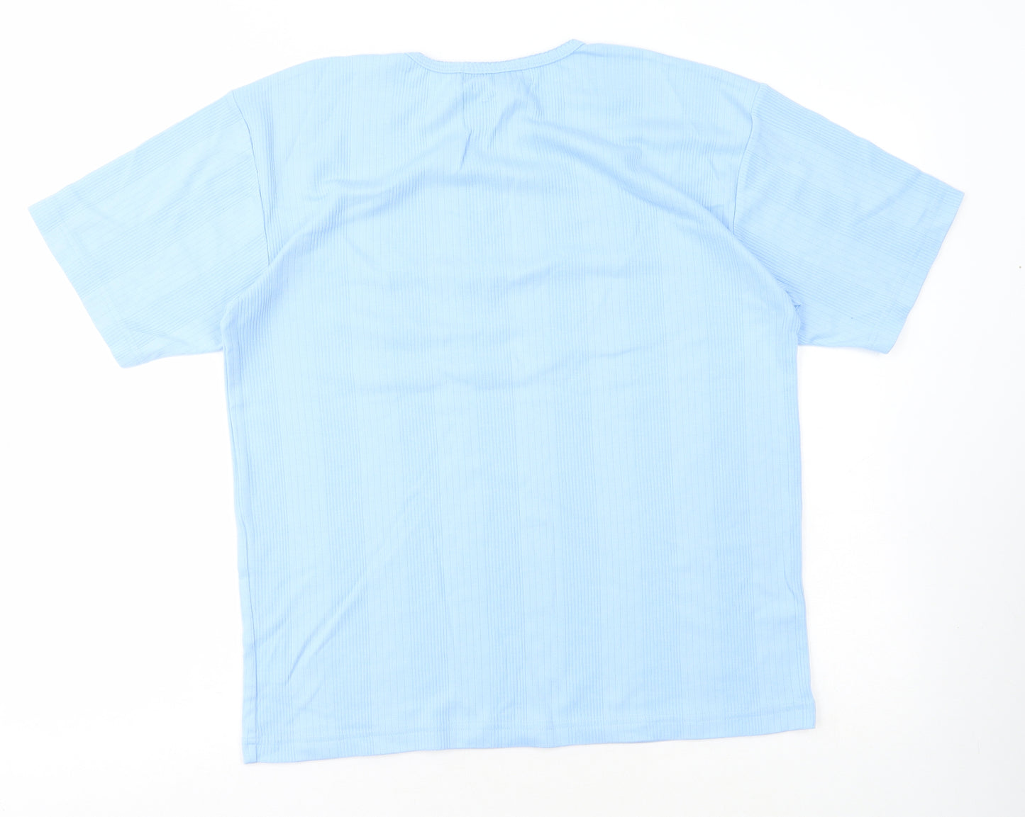 Paramount Womens Blue Cotton Basic T-Shirt One Size Round Neck