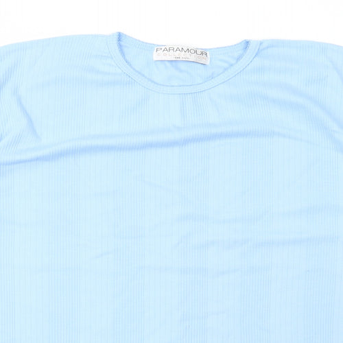 Paramount Womens Blue Cotton Basic T-Shirt One Size Round Neck