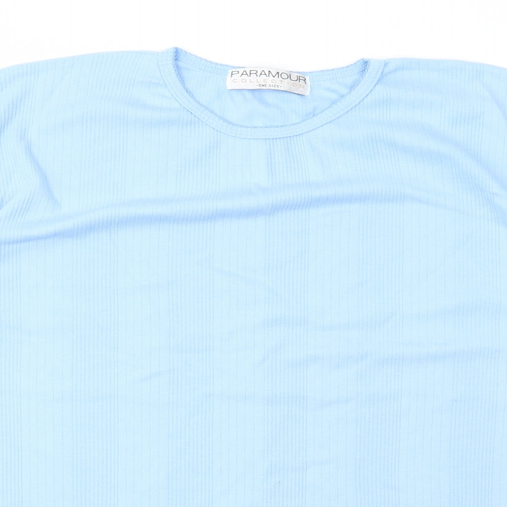 Paramount Womens Blue Cotton Basic T-Shirt One Size Round Neck