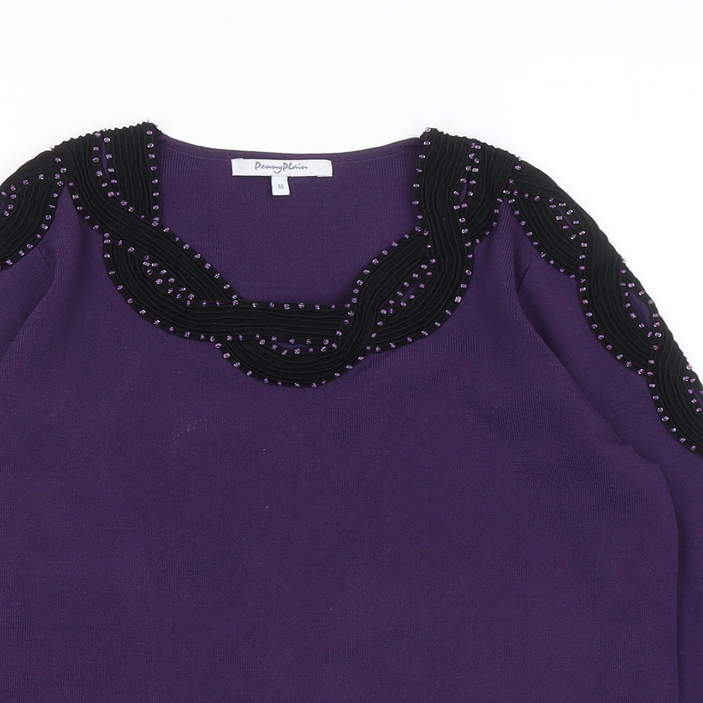pennyplain Womens Purple Round Neck Viscose Pullover Jumper Size M