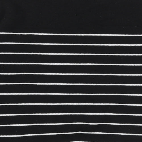 H&M Womens Black Round Neck Striped Polyester Pullover Jumper Size S