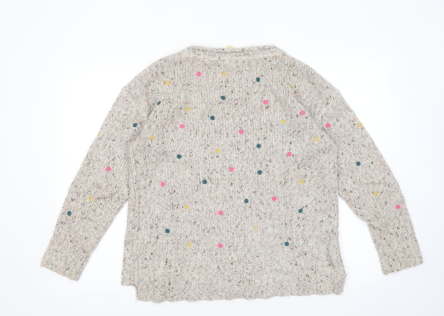 White Stuff Womens Multicoloured Round Neck Polka Dot Acrylic Pullover Jumper Size 12