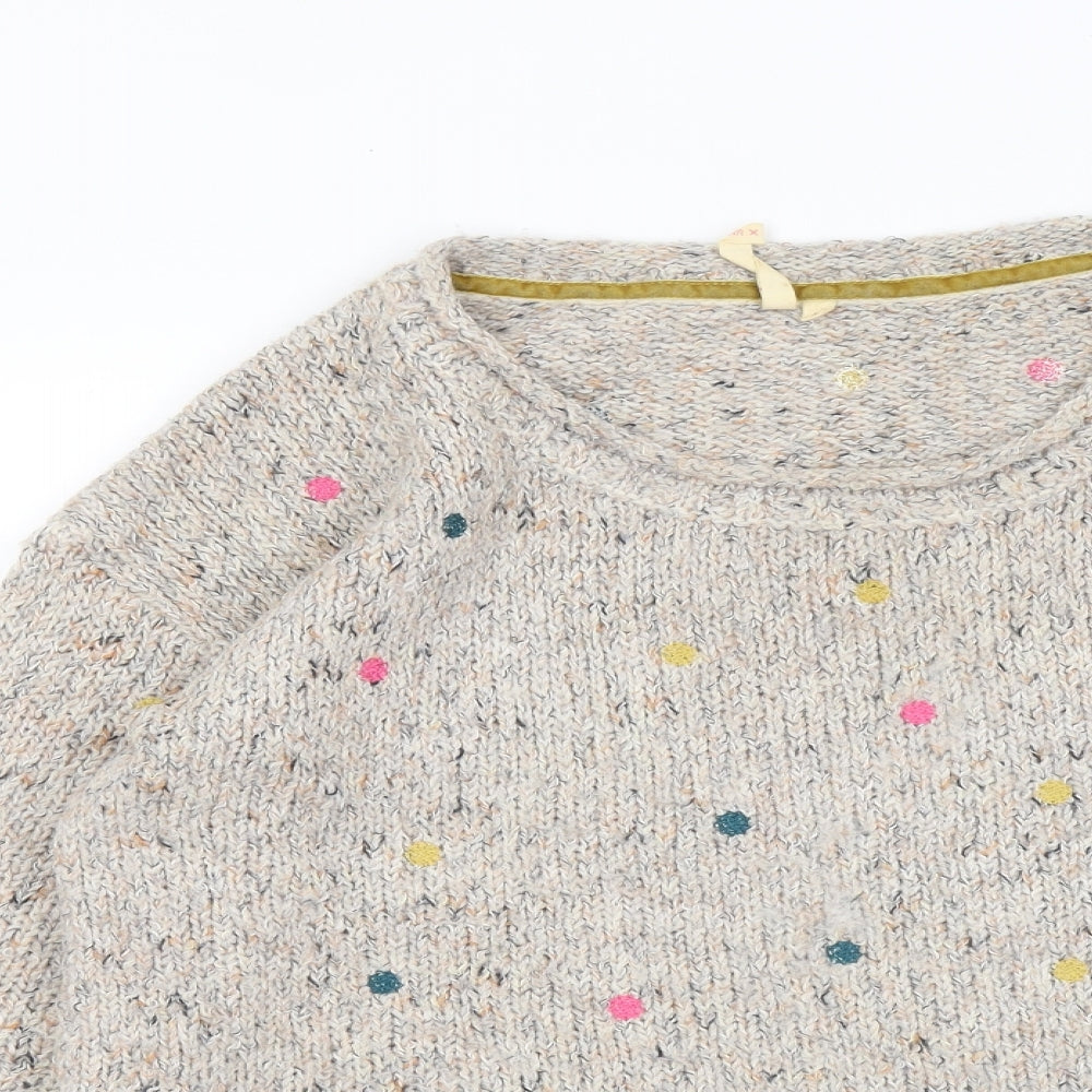White Stuff Womens Multicoloured Round Neck Polka Dot Acrylic Pullover Jumper Size 12