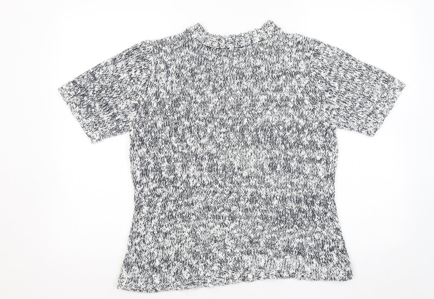 Preworn Womens Blue V-Neck Geometric Acrylic Pullover Jumper Size M