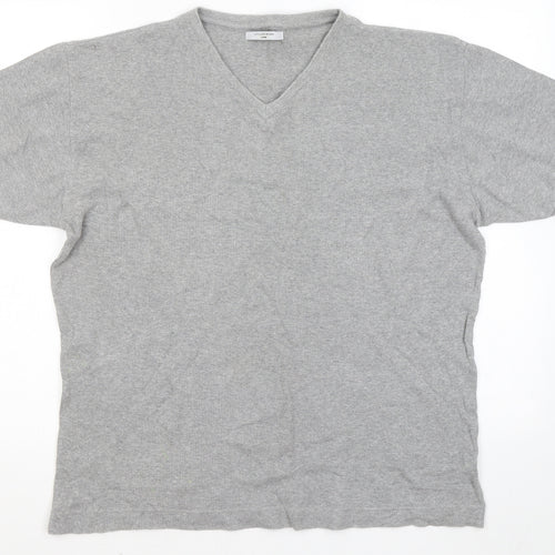 Leisure Wear Womens Grey V-Neck Cotton Pullover Jumper Size L