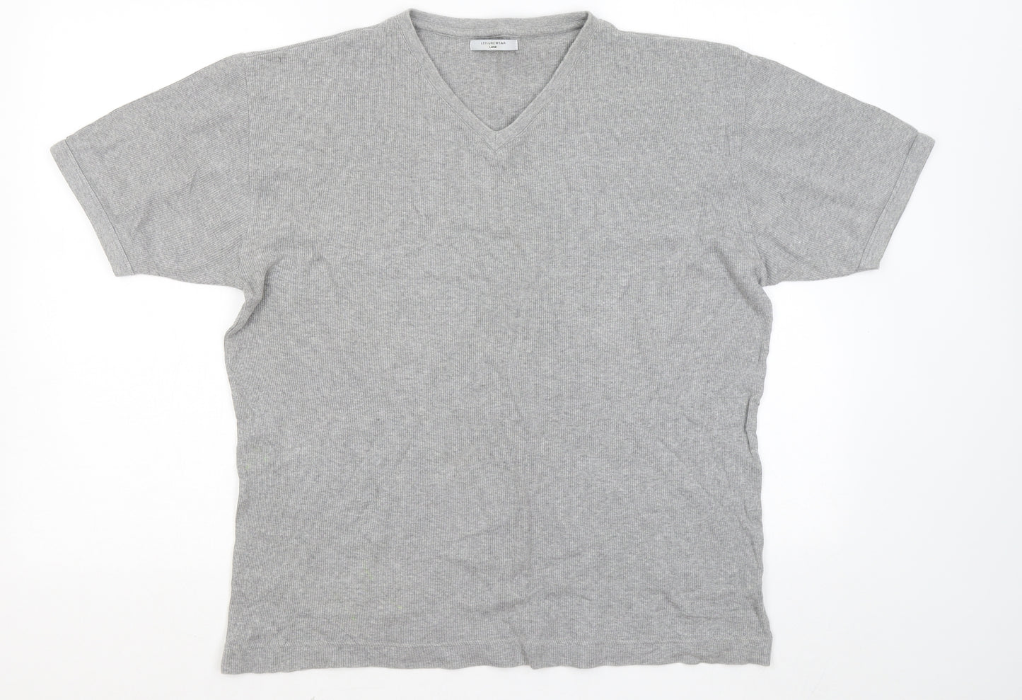 Leisure Wear Womens Grey V-Neck Cotton Pullover Jumper Size L
