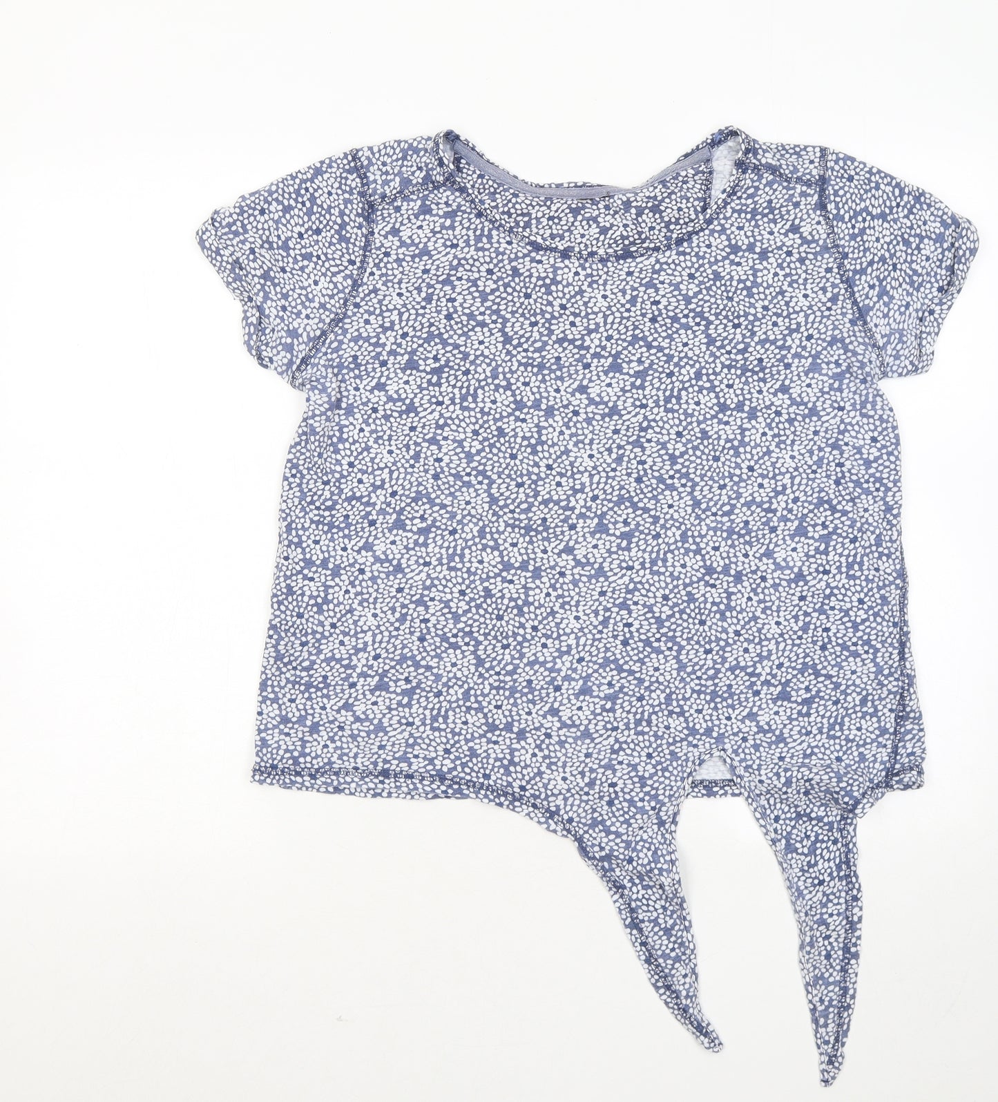 Intuition Womens Blue Floral Cotton Basic T-Shirt Size 12 Round Neck