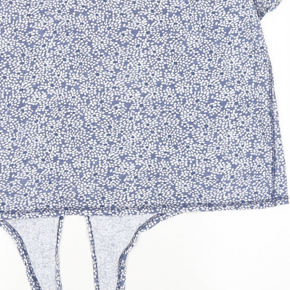 Intuition Womens Blue Floral Cotton Basic T-Shirt Size 12 Round Neck