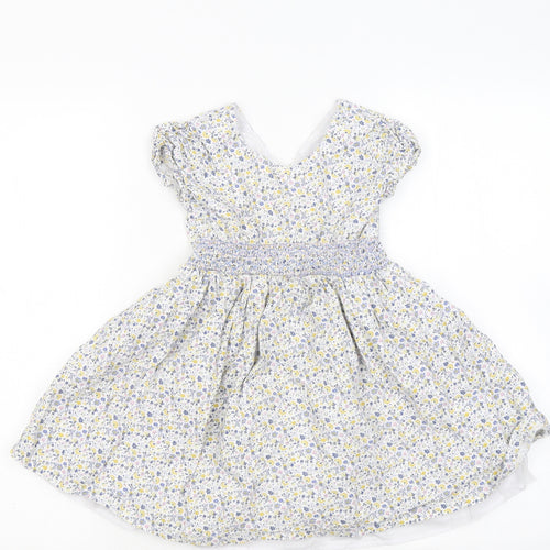 Matalan Girls Multicoloured Floral Cotton Fit & Flare Size 4-5 Years Round Neck