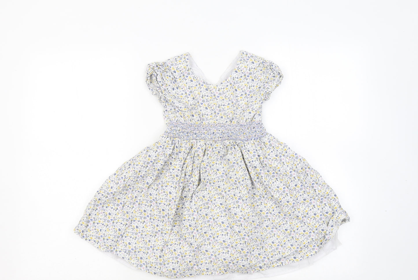 Matalan Girls Multicoloured Floral Cotton Fit & Flare Size 4-5 Years Round Neck