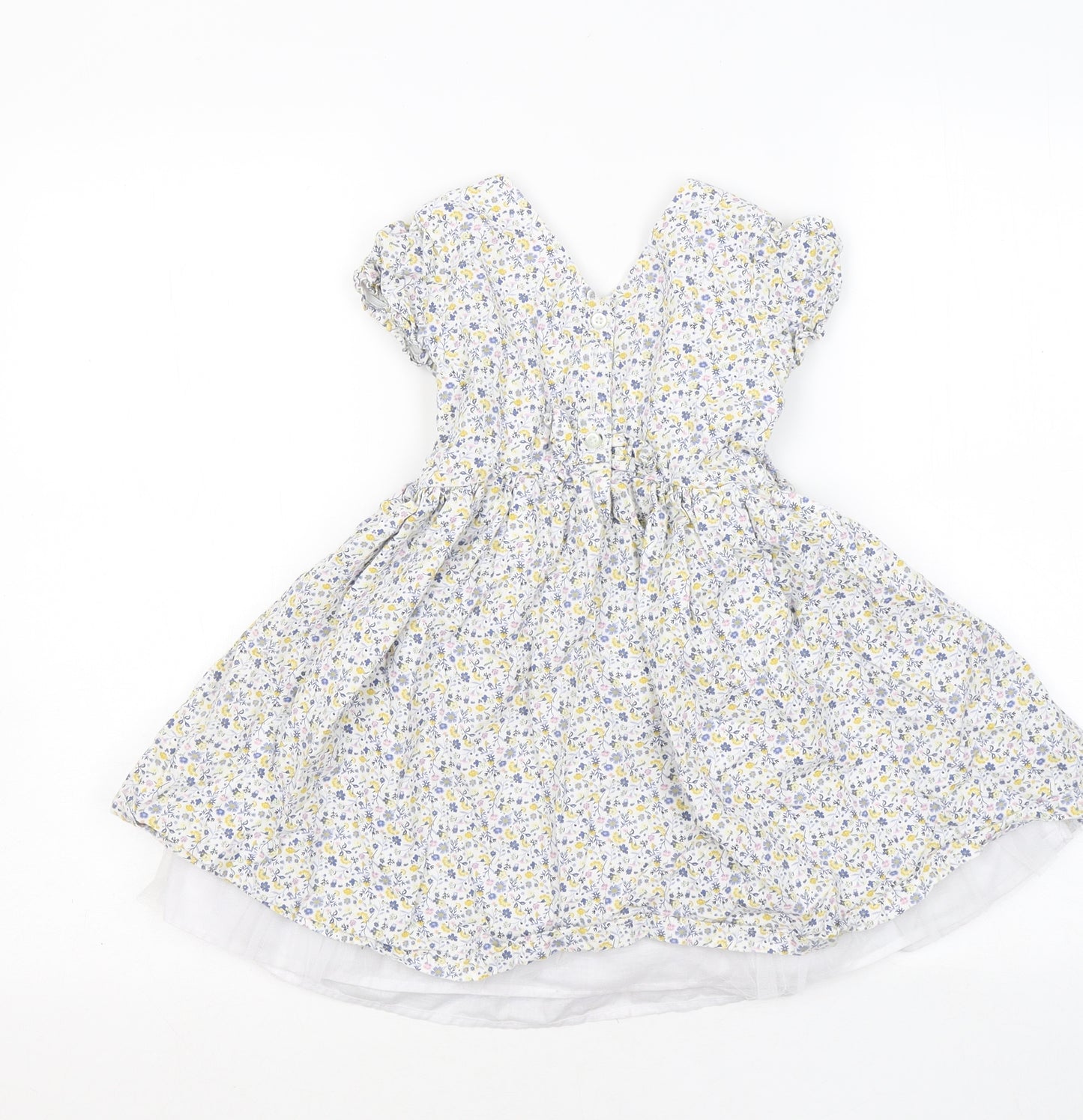 Matalan Girls Multicoloured Floral Cotton Fit & Flare Size 4-5 Years Round Neck