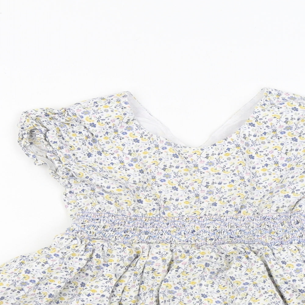 Matalan Girls Multicoloured Floral Cotton Fit & Flare Size 4-5 Years Round Neck
