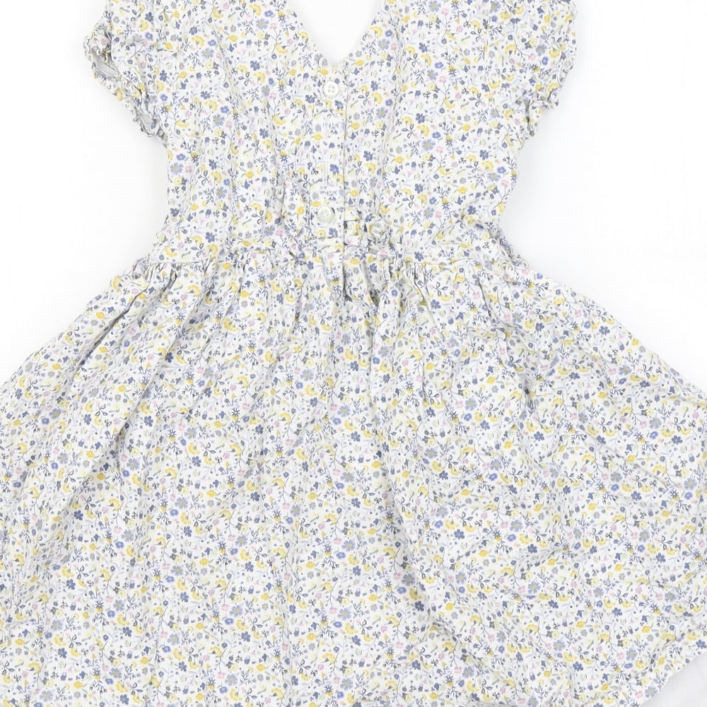 Matalan Girls Multicoloured Floral Cotton Fit & Flare Size 4-5 Years Round Neck