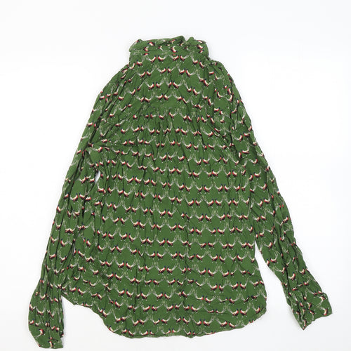 TU Womens Green Geometric Viscose Basic Button-Up Size 14 Collared - Pheasants