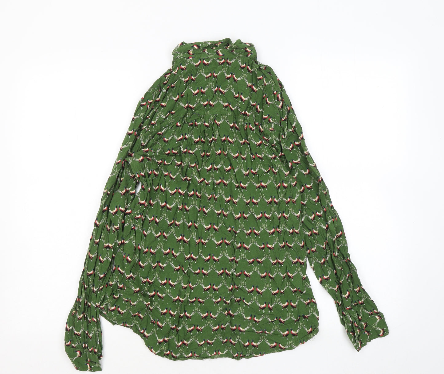 TU Womens Green Geometric Viscose Basic Button-Up Size 14 Collared - Pheasants