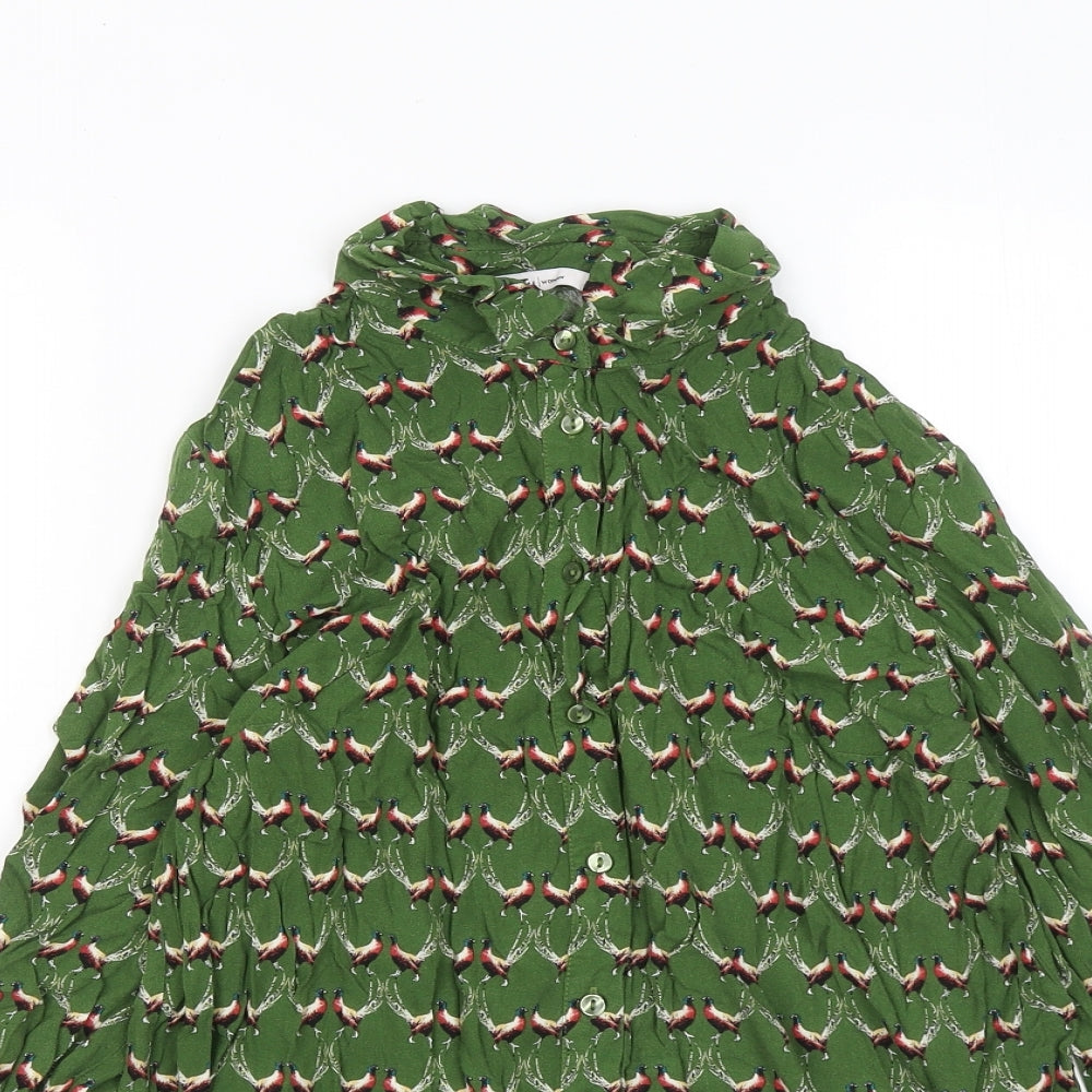 TU Womens Green Geometric Viscose Basic Button-Up Size 14 Collared - Pheasants
