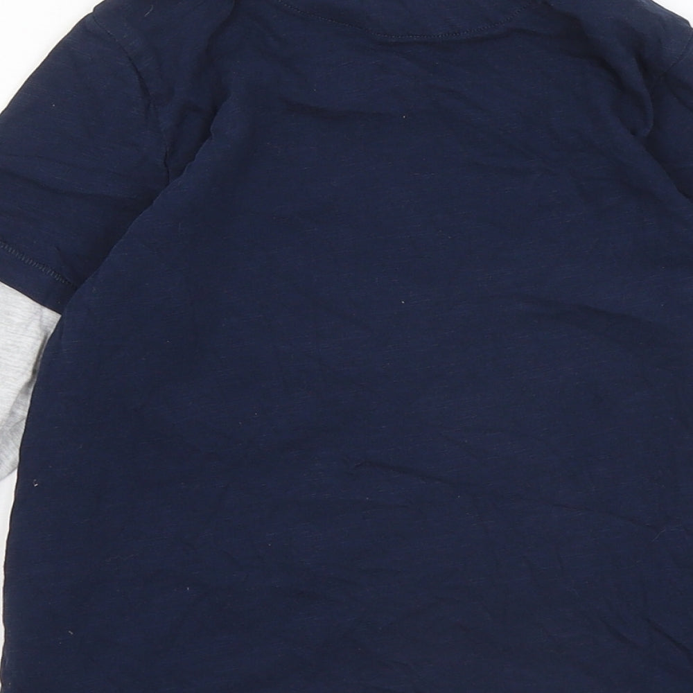 Marks and Spencer Boys Blue Cotton Basic T-Shirt Size 5-6 Years Round Neck - Rhino