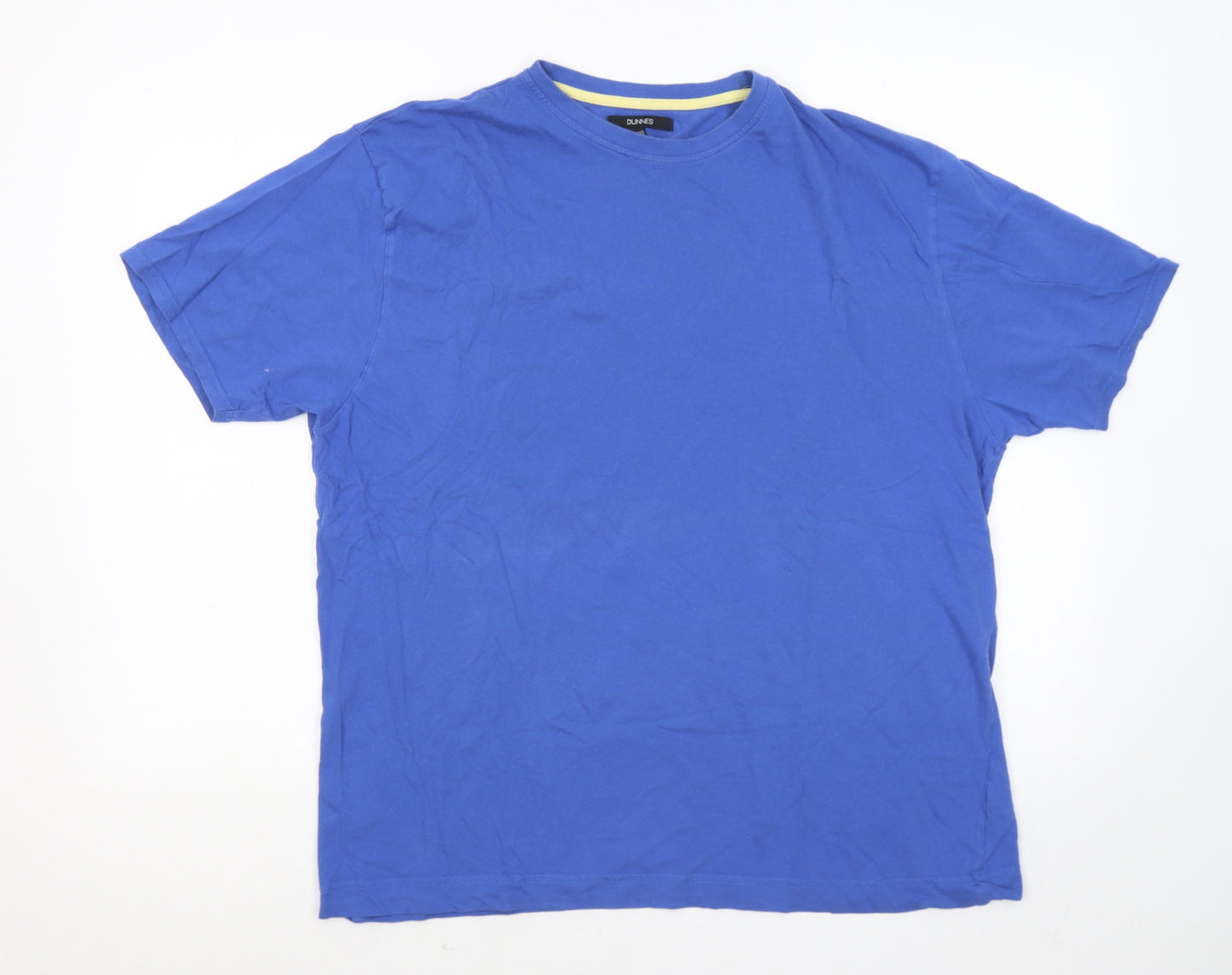 Dunnes Stores Mens Blue Cotton T-Shirt Size 2XL Round Neck