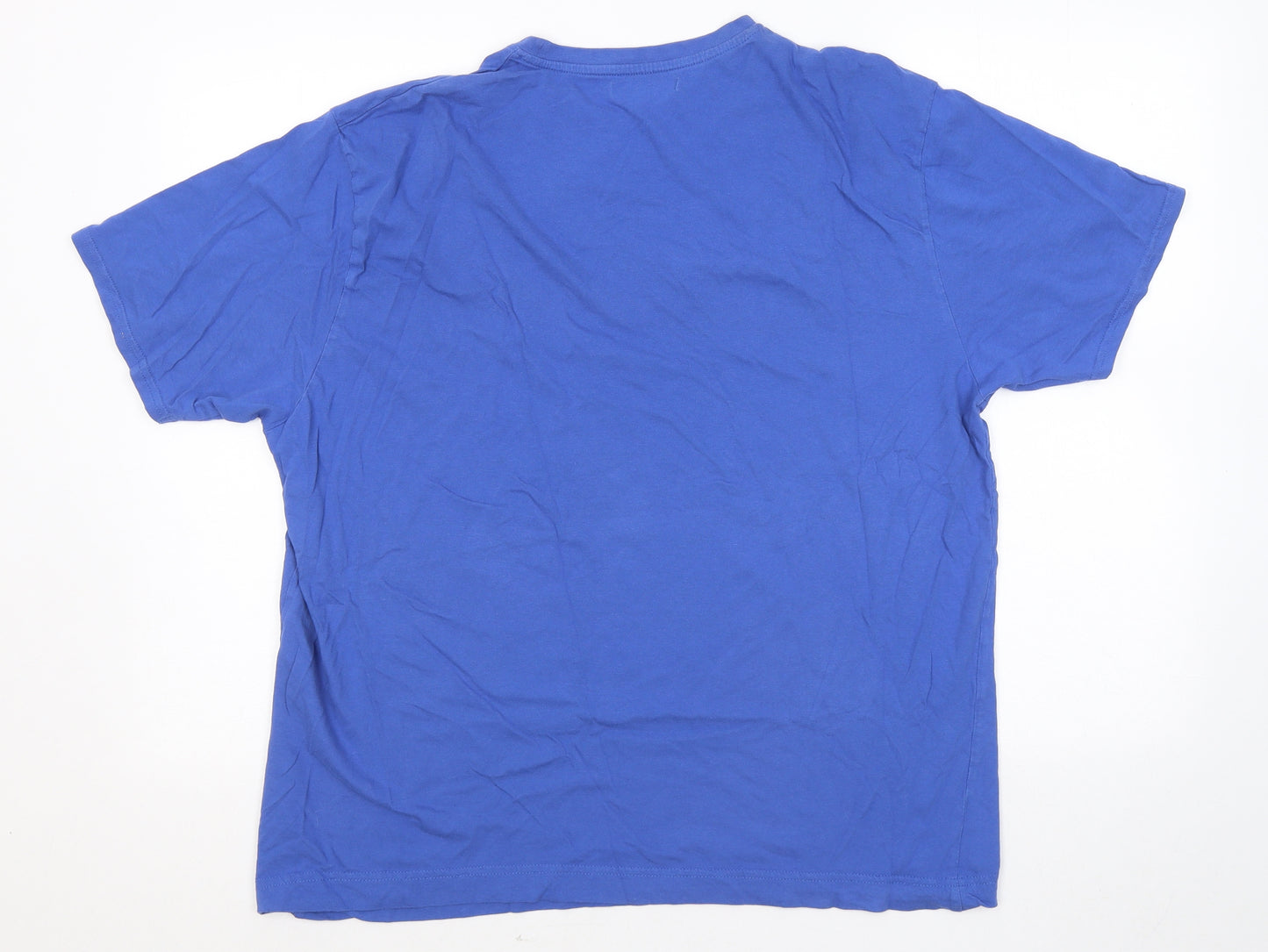Dunnes Stores Mens Blue Cotton T-Shirt Size 2XL Round Neck