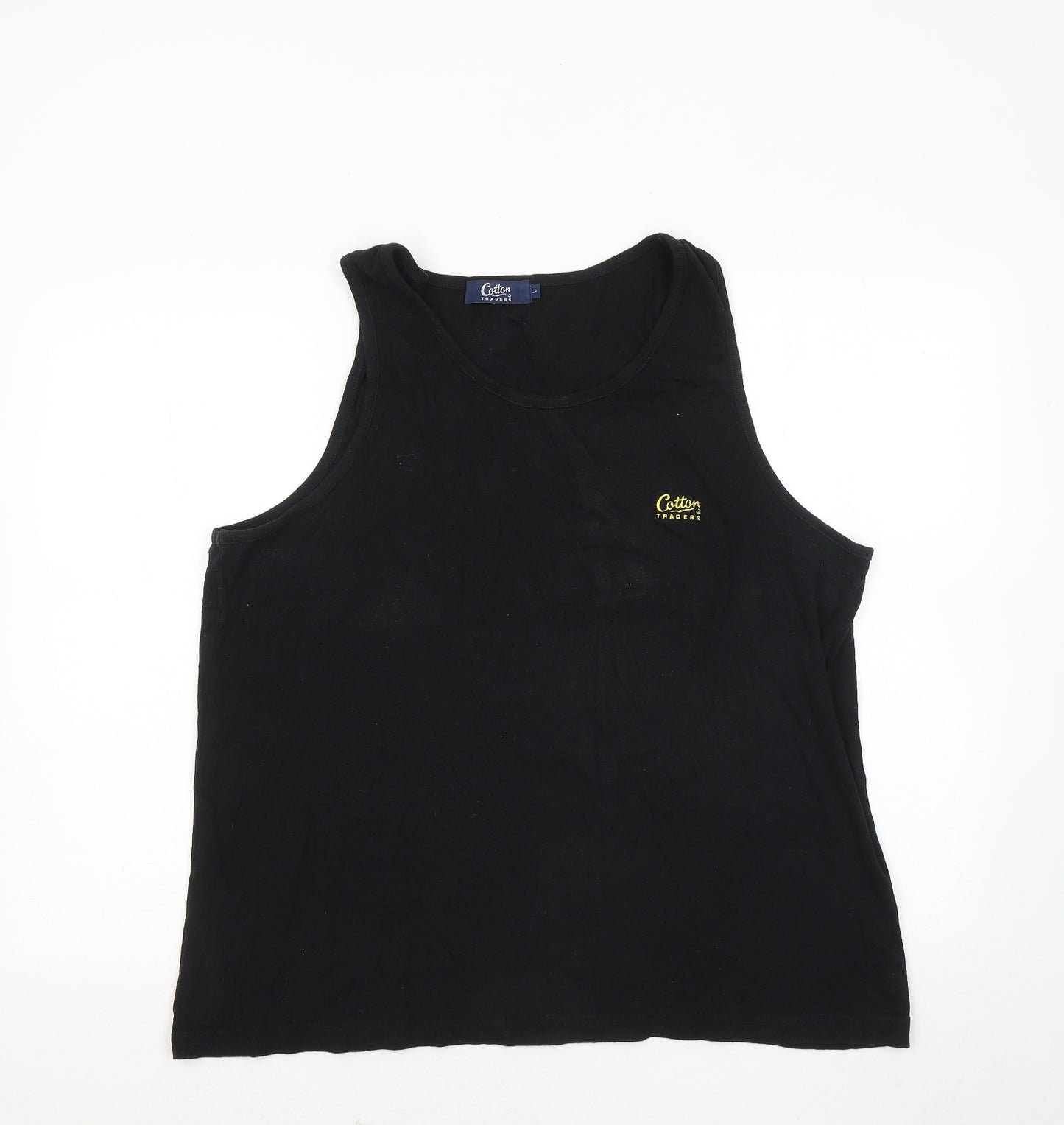 Cotton Traders Mens Black Cotton T-Shirt Size L Round Neck