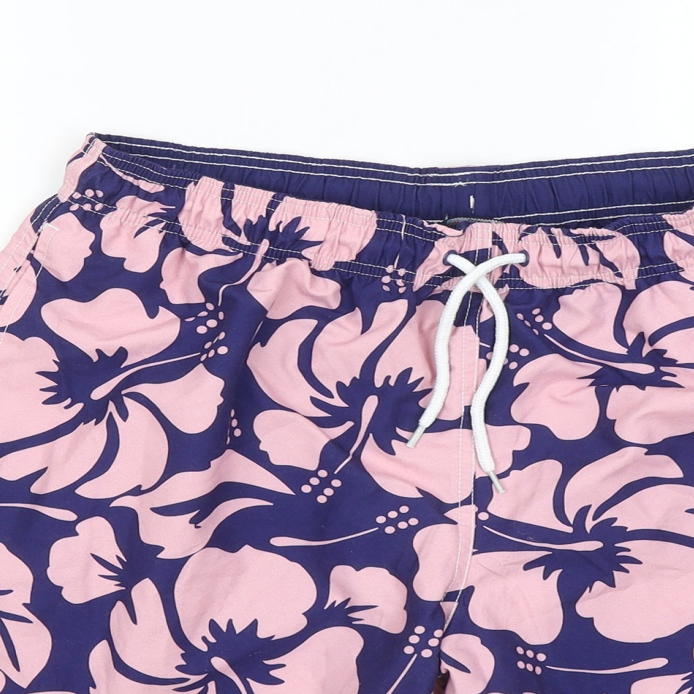 Marks and Spencer Mens Pink Geometric Polyester Sweat Shorts Size L Regular - Swim shorts